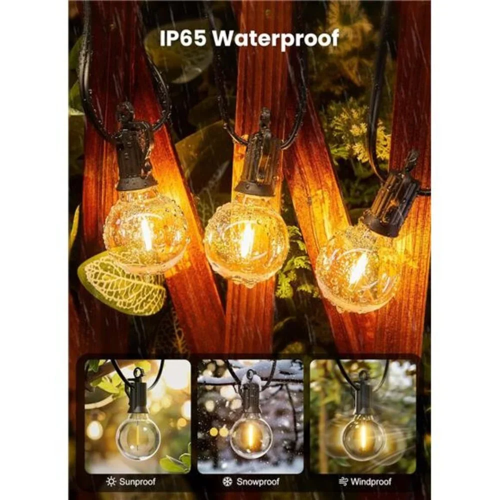 Brightown Outdoor String Lights, 50FT 25 G40 Bulbs Shatterproof Patio Lights